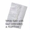 LOMEY® Hand-Tied Bouquet Wraps - White Satin with Leaf Embroidery and Pearl Trim : Wholesale Flowers : Floral Supplies