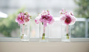 Pink bouquets in glass vases