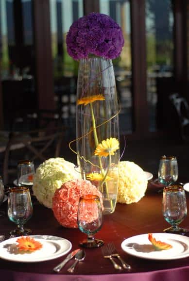 Assorted Modern Carnation Center-piece round pomander centerpiece on top of a table