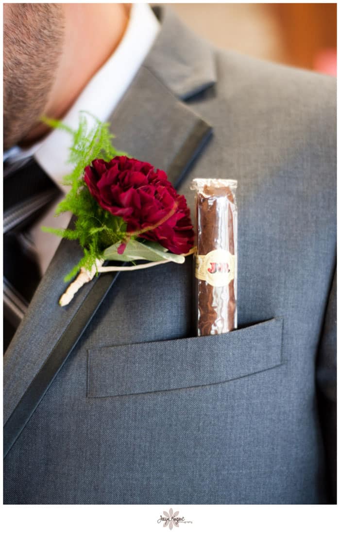 Groom's Burgundy Carnation Boutonniere Budget Friendly Beauty