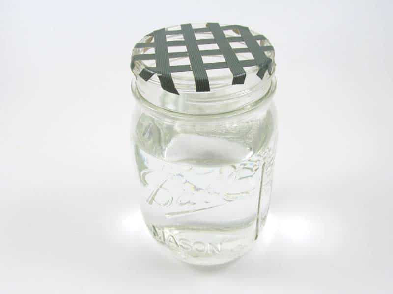 Mason jar with floral tape grid
