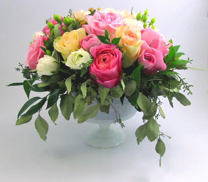 DIY Ranunculus and Garden Rose Centerpiece