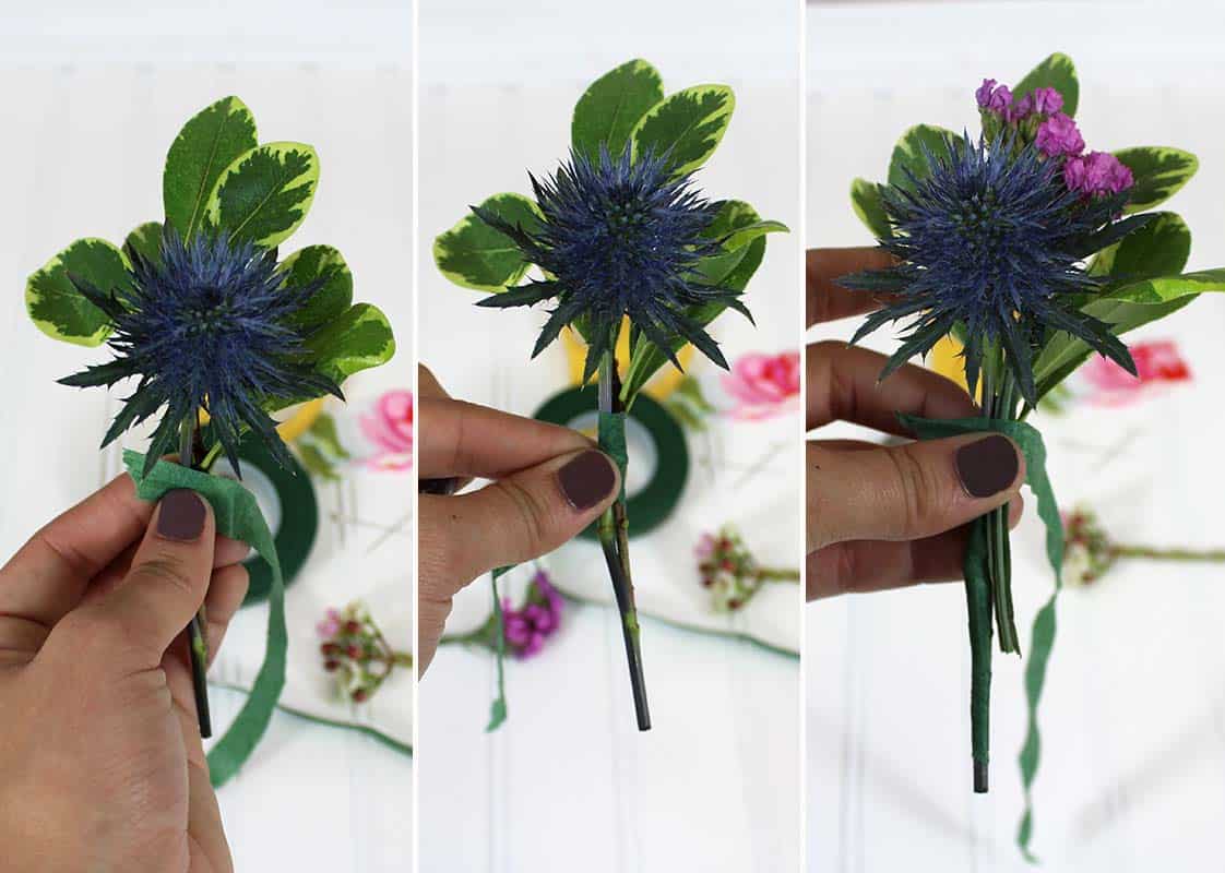 2- layering flowers in boutonniere