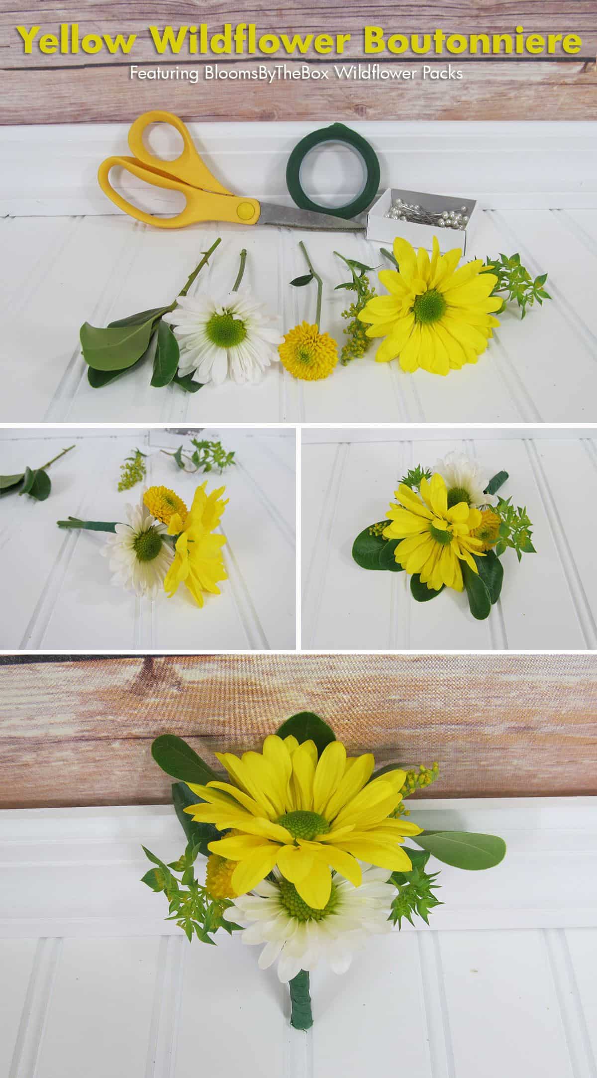 Yellow-Wildflower-Boutonierre with-Text