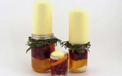 Berries & Greens Candle Jar Centerpiece