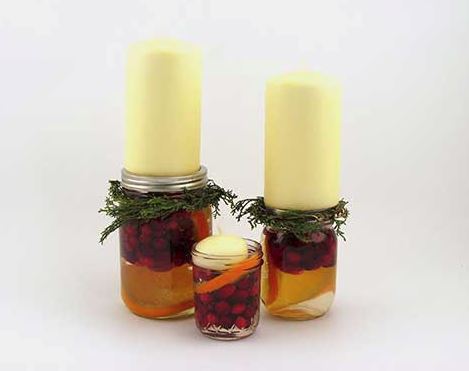 Berries & Greens Candle Jar Centerpiece