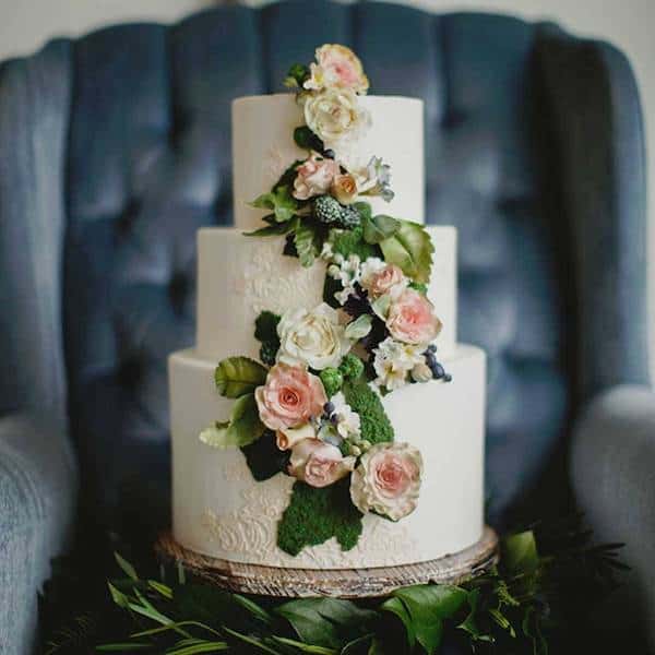 DIY Bride, Wedding Chicks, Wedding Vendor, three tiered cake with floral decoration