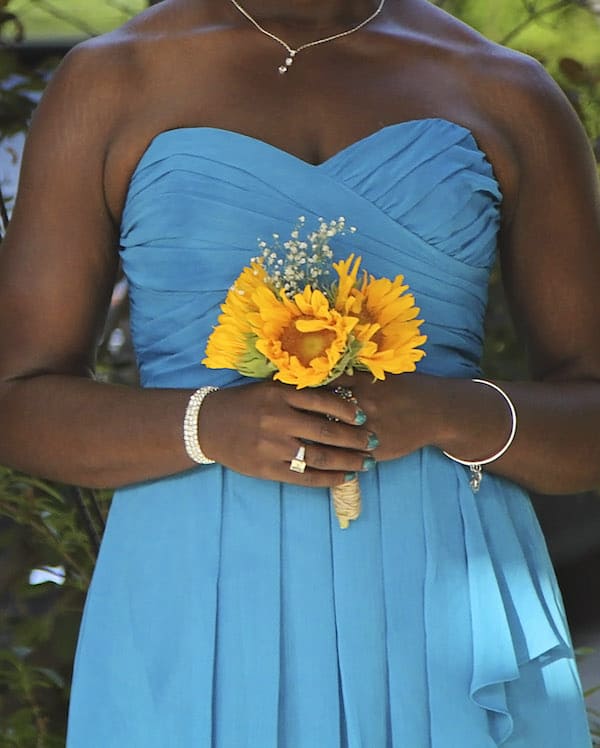 Sunflower, teal, bloomsbythebox, borrowed and blue