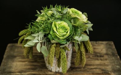 DIY Frosted Greenery Floral arrangement