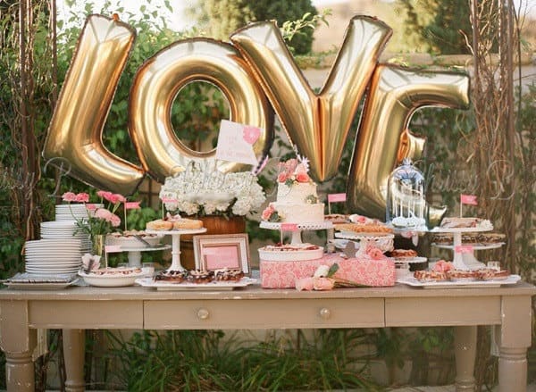 Blooms For Your Bridal Shower ideas table with balloons and flowers