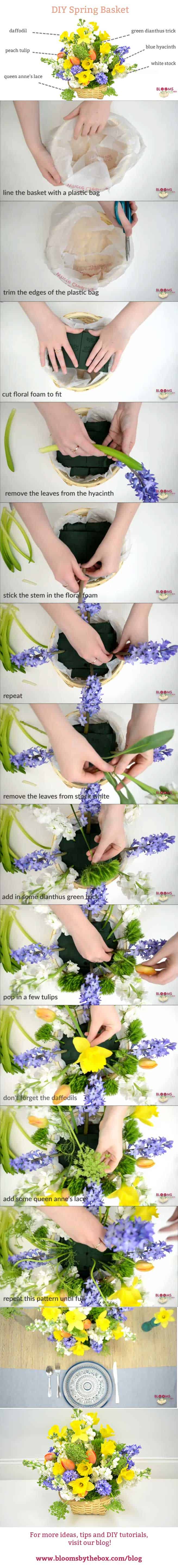 DIY Spring flower basket step by step