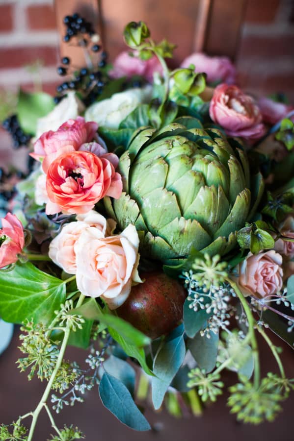 Maximize your DIY budget by including fruits and veggies in to your floral arrangements!