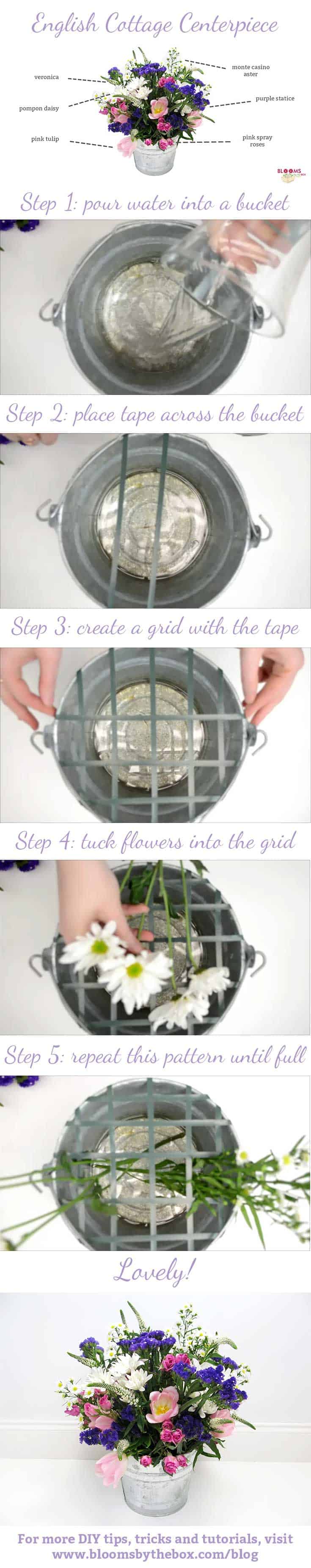 English cottage centerpiece flowers needed