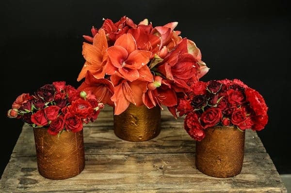 Red Floral Arrangement, Eddie Zaratsian, Blooms By The Box, Tablescape, Red flowers