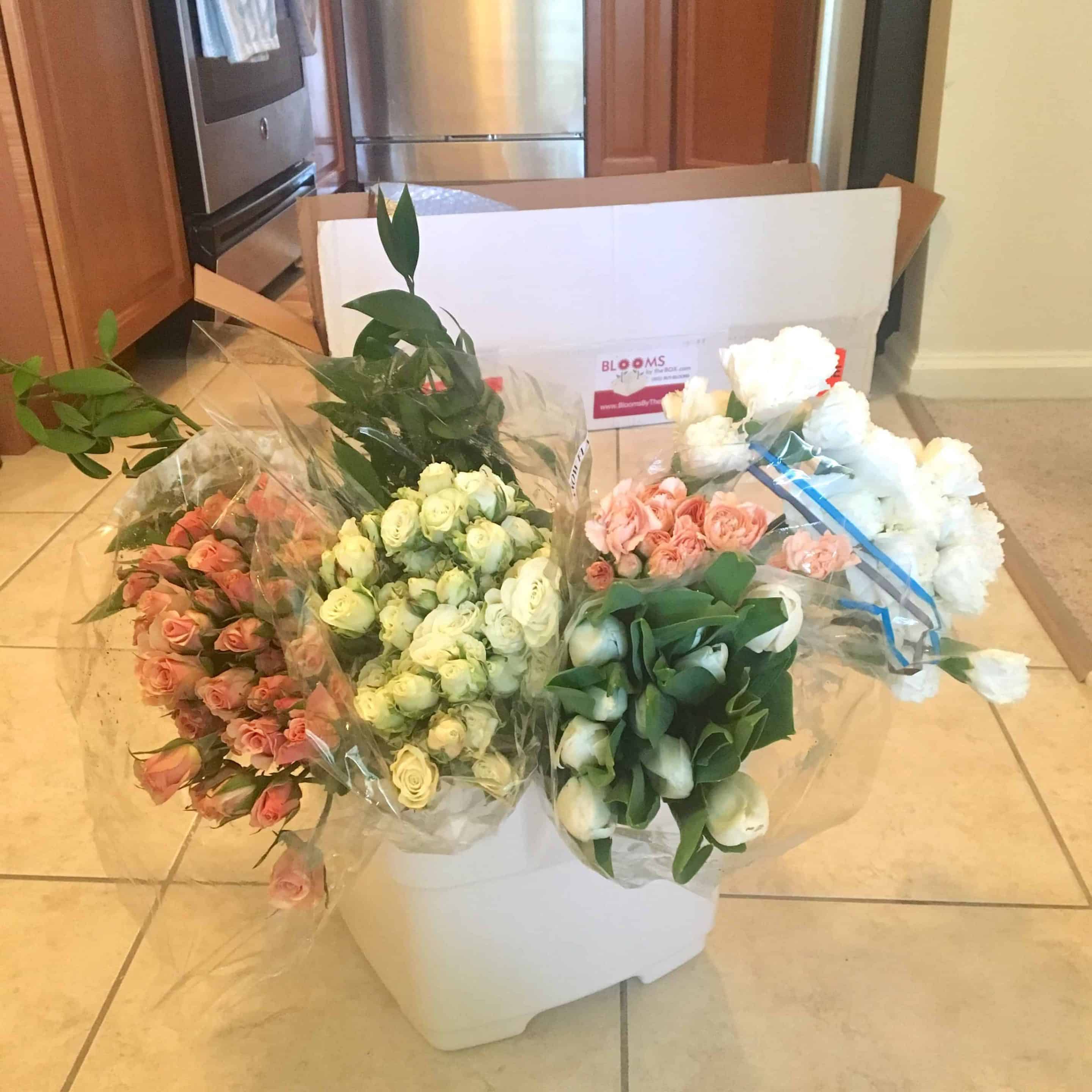 multi colored flowers for flower curtain and box from Blooms by the Box