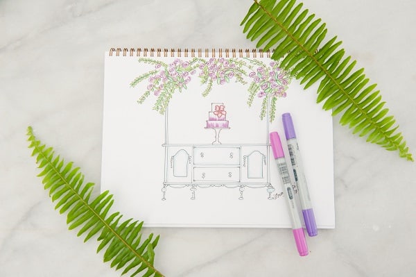 Blooms By The Box Flowers Flowers, Wedding Cake, The Sketchbook Series, Blooms By The Box, Eddie Zaratsian, Sketch, Blooms By The Box Flowers