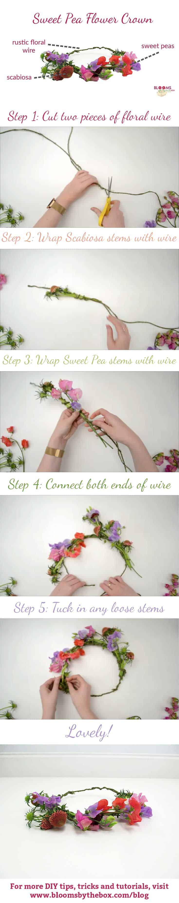 DIY Sweet Pea Flower Crown step by step