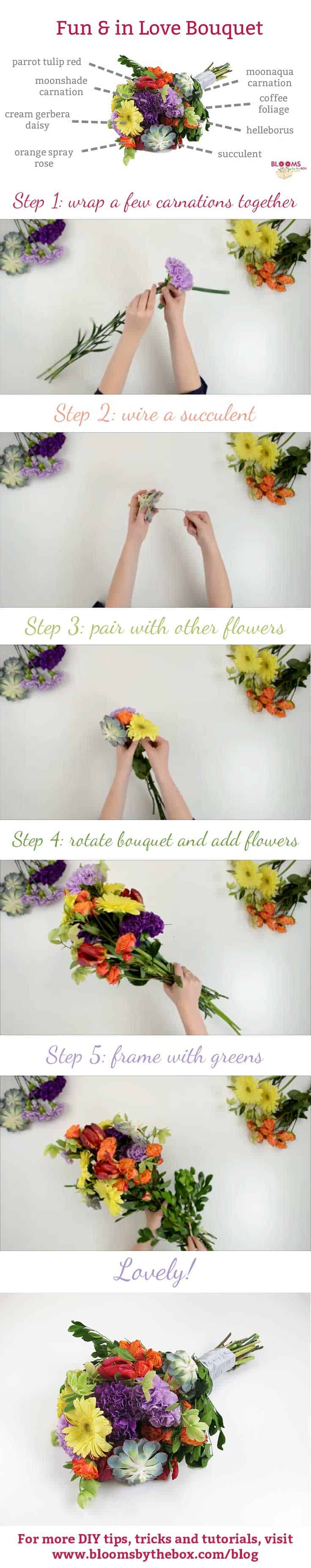 DIY Fun & in Love Rainbow Bouquet Step by step