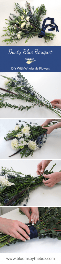 dusty blue bouquet by Blooms by the Box