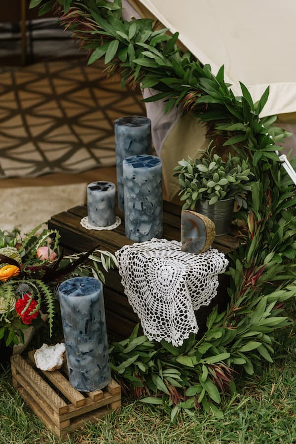 decorative candles and greens