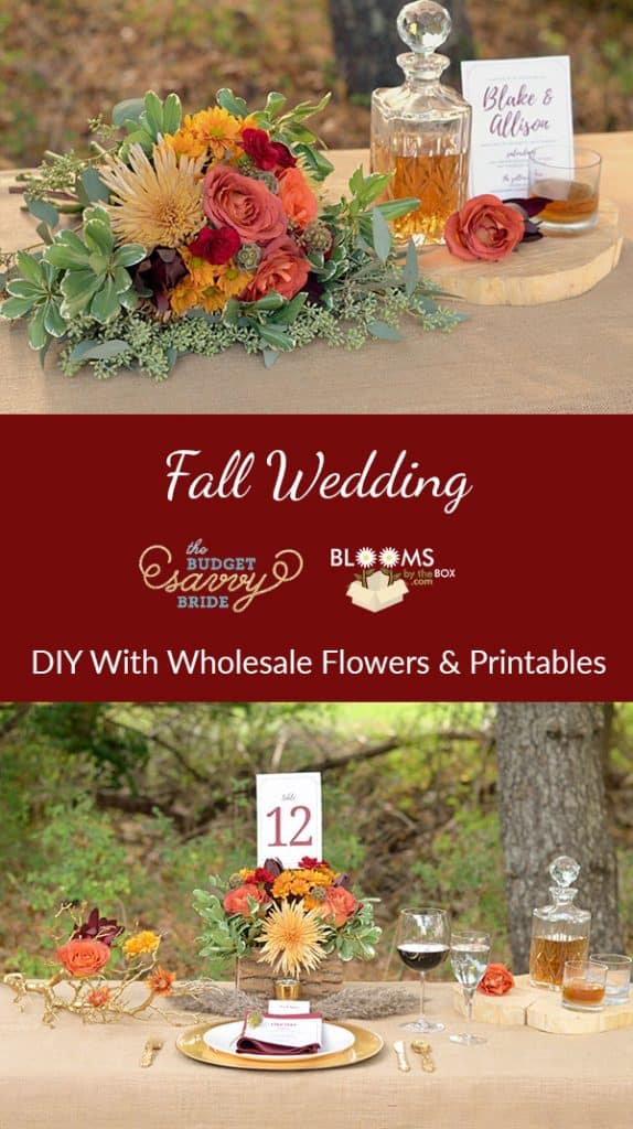 fall wedding flowers and placesettings collage