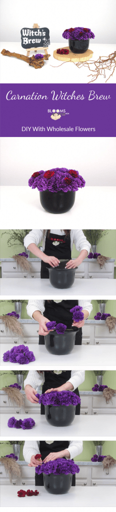 Step by step process for witches brew flower arrangement