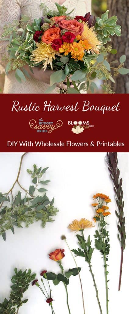 rustic harvest bouquet with red orange and yellow bouquet