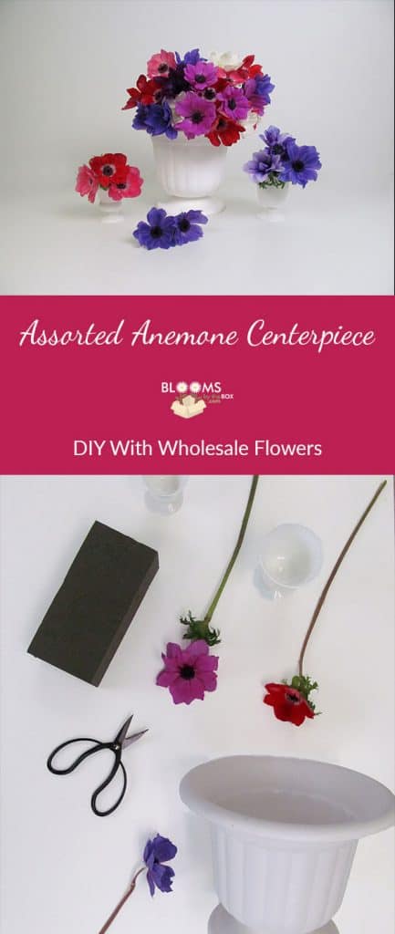 DIY Assorted Anemone Centerpiece red purple and pink anemone