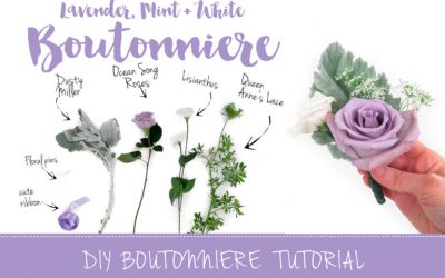 Sweet + Simple Lavender Mint & White DIY Boutonniere Tutorial featured on Confetti Daydreams