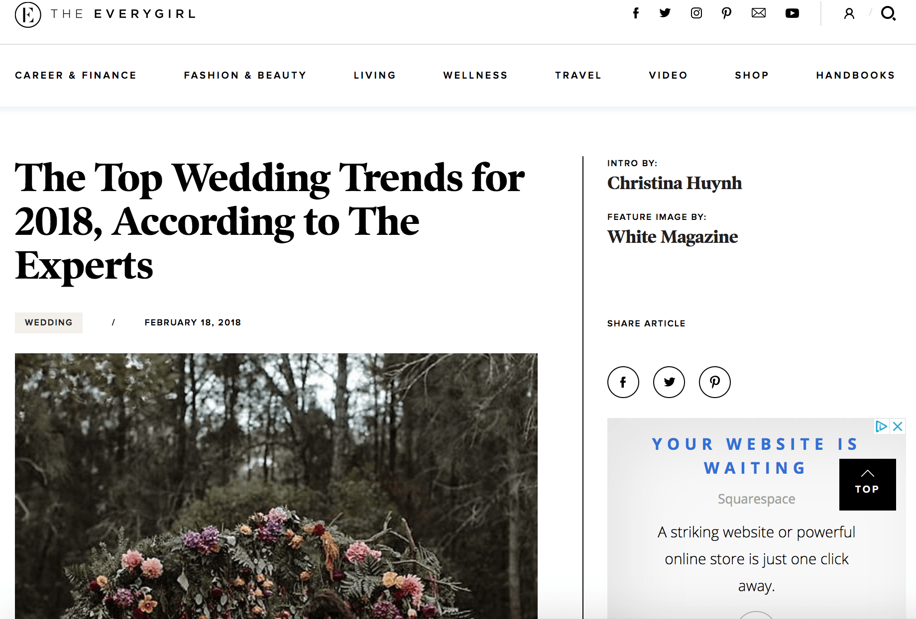 screen shot of the everygirl website