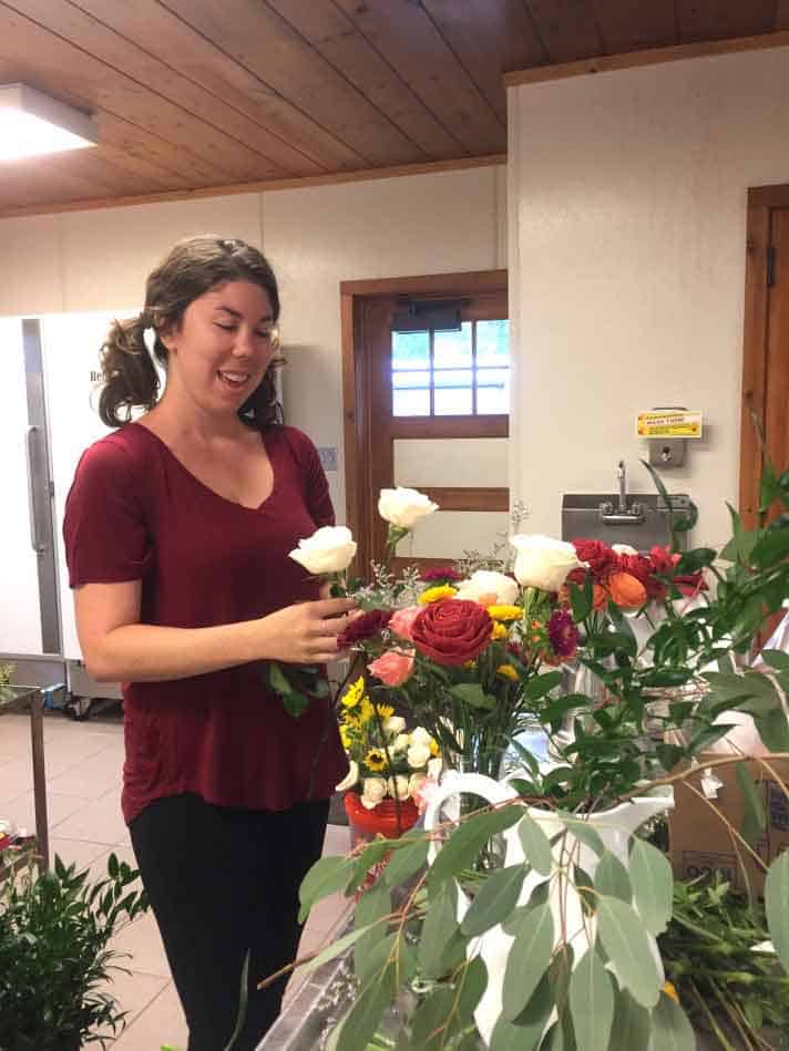 creating the floral arrangements