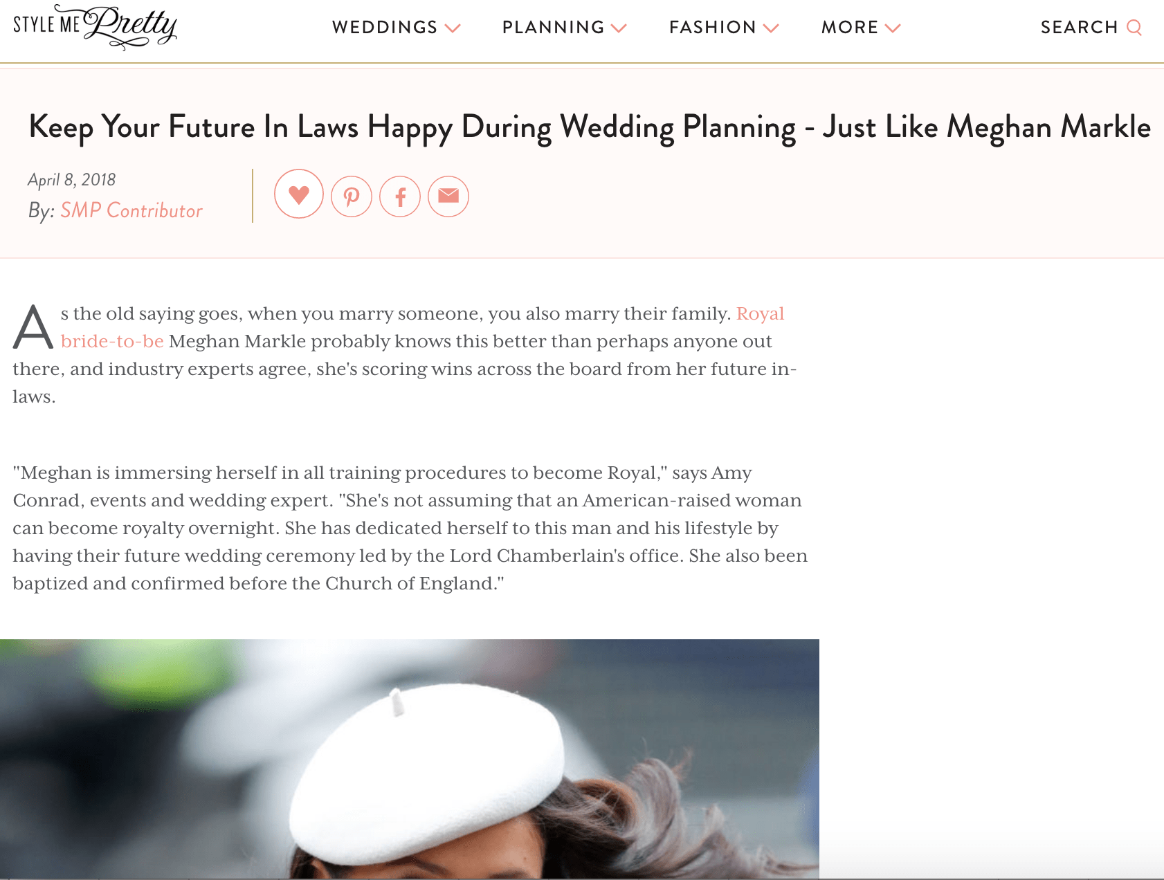 screenshot of stylemepretty website article