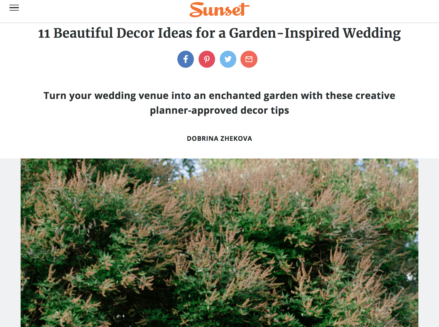 screenshot of sunset wedding site 11 vintage wedding decor ideas