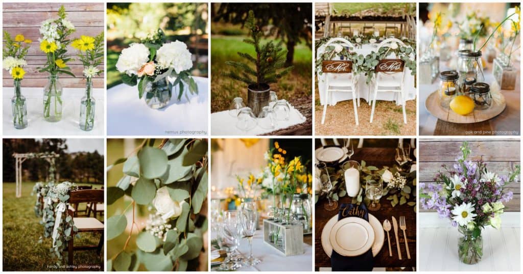 collage of wedding flower scenes