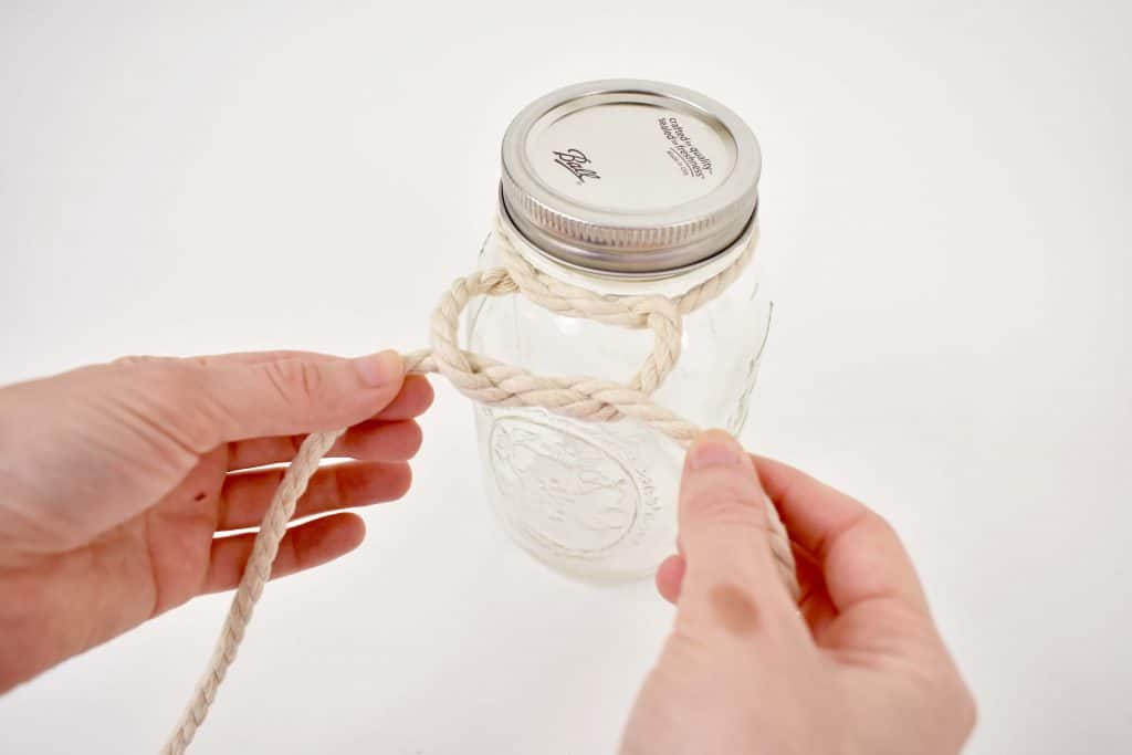 adding string to mason jar for hanging