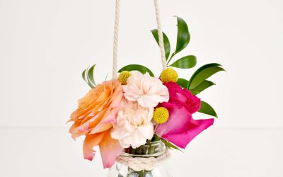 DIY Hanging Mason Jar Tutorial featured on Emmaline Bride