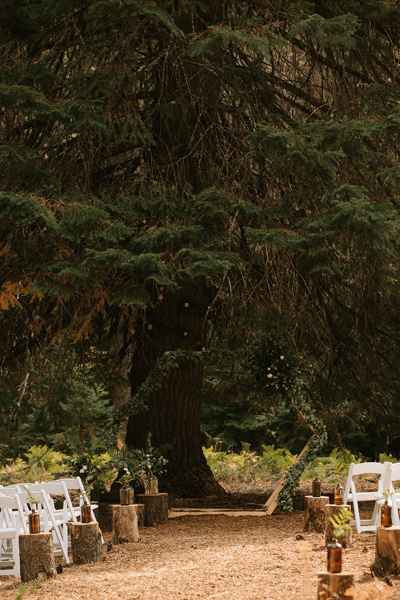 womens hair with a green wreath in it