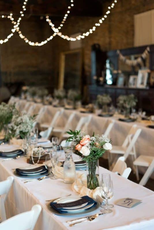 long tables for wedding with place settings
