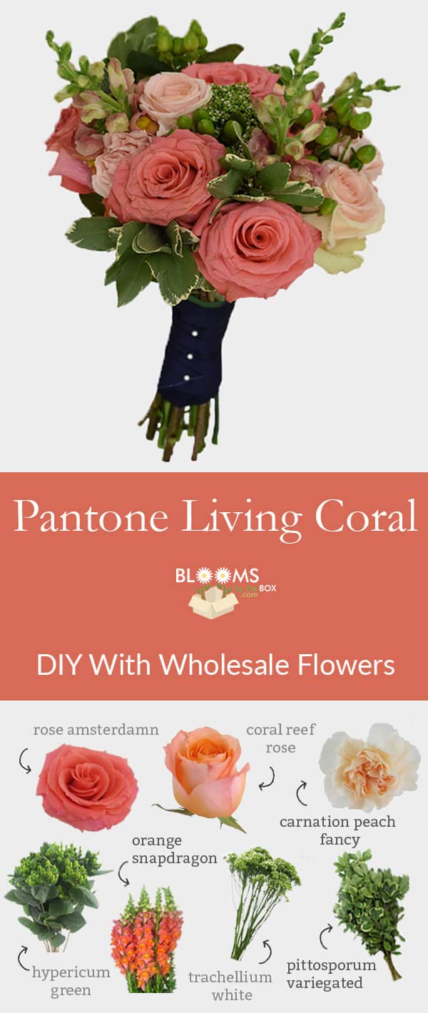 Finished DIY Pantone living coral bouquet
