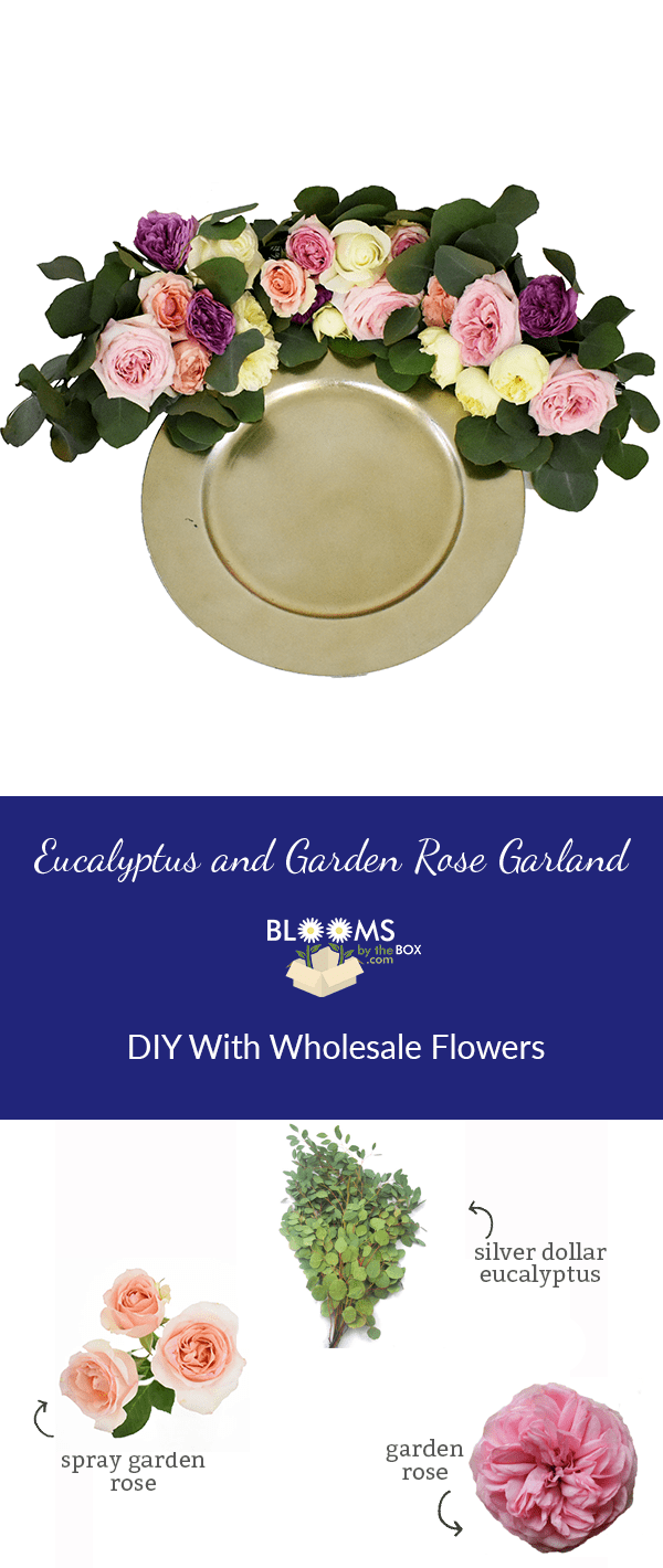 Finished Eucalyptus and Garden Rose Garland
