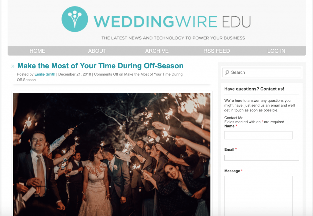 wedding wire homepage screenshot