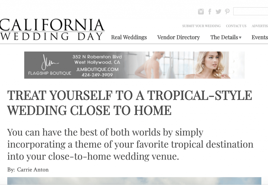 California Wedding Day Web Page Screenshot