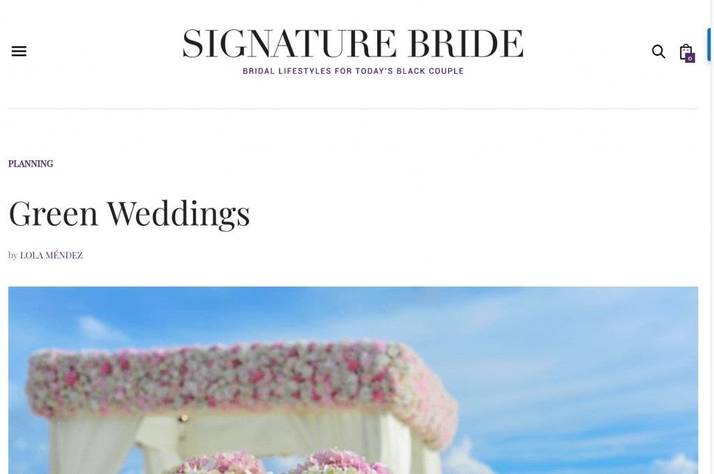 Signature Bride's screenshot of Green Weddings page