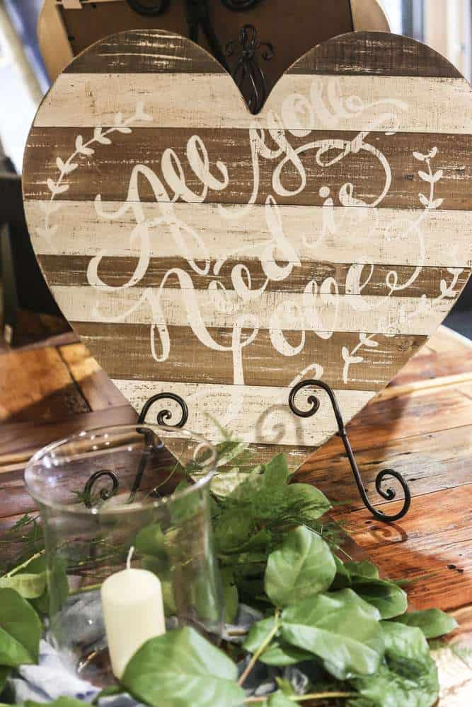 Heart shaped wooden stand