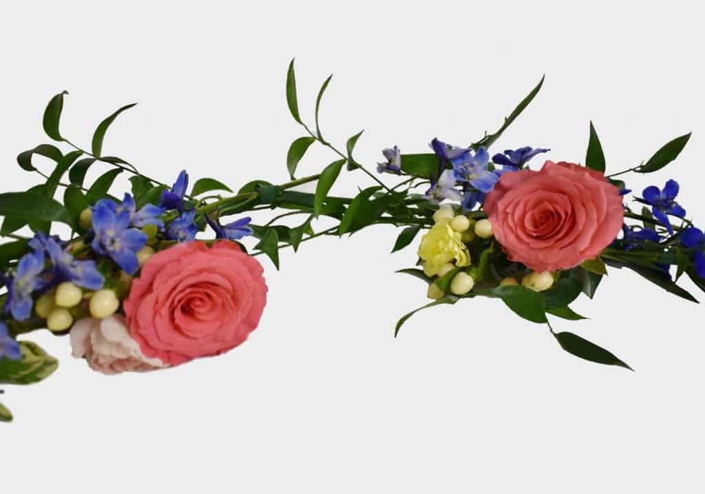 Pink and purple flowers with greens