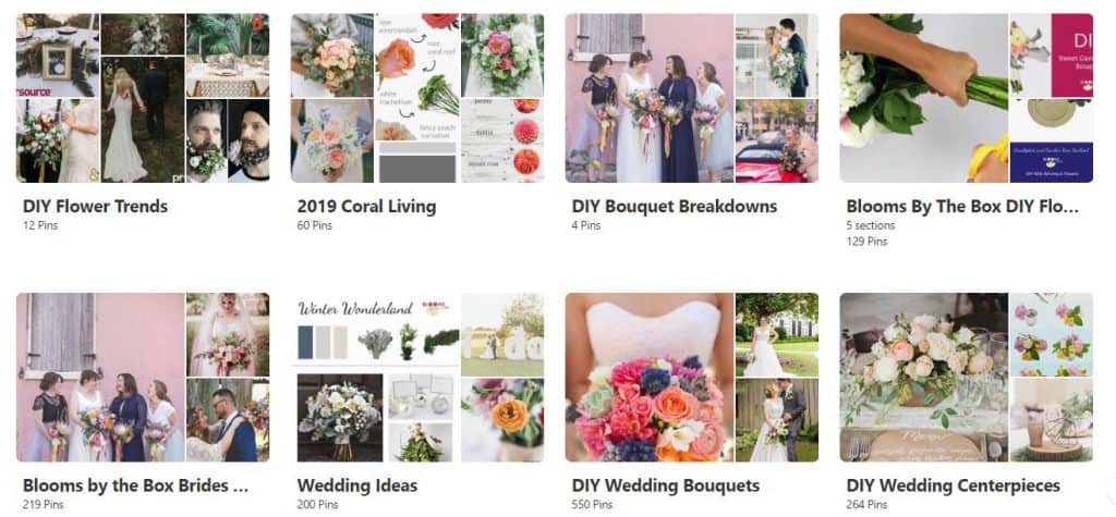 screen shot of blooms pintrest posts