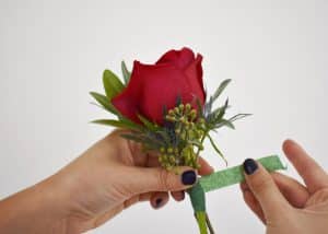 Wrapping stems with floral tape