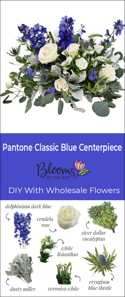 Blooms by the box finished pantone classic blue centerpiece