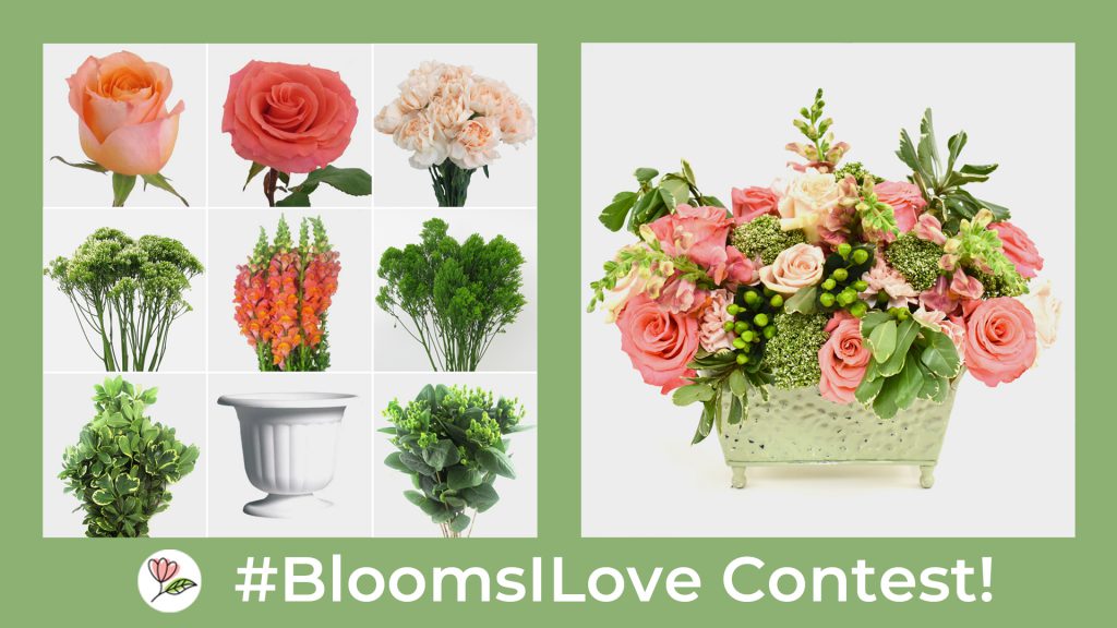 BloomsILove contest poster with various flowers