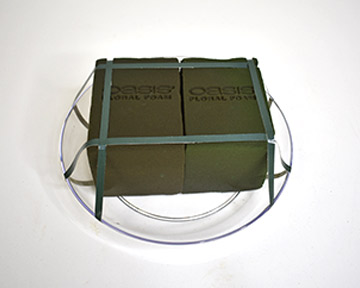 floral foam in a designer dish